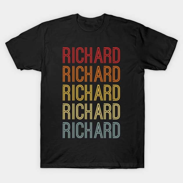 Richard Name Vintage Retro Pattern T-Shirt by CoolDesignsDz